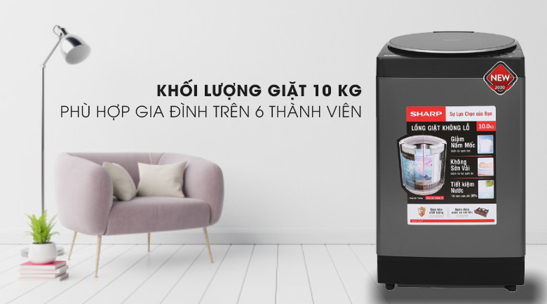 Máy giặt Sharp 10 kg ES-W100PV-H Mới 2020