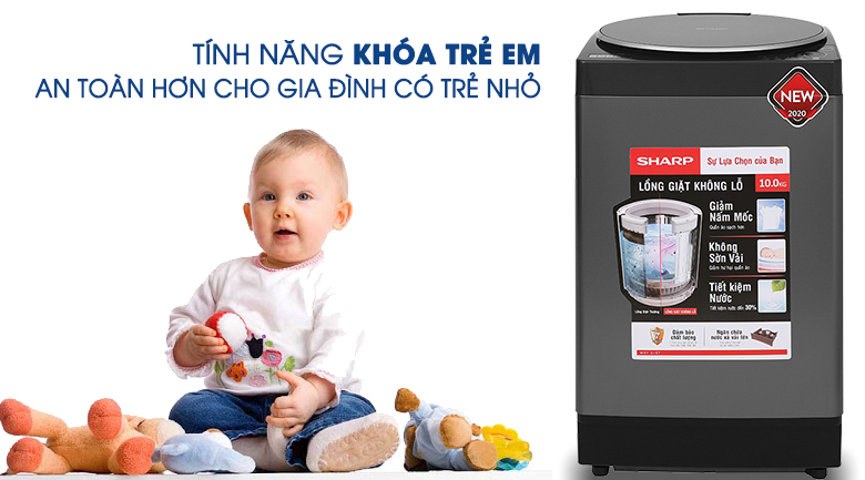 Máy giặt Sharp 10 kg ES-W100PV-H Mới 2020