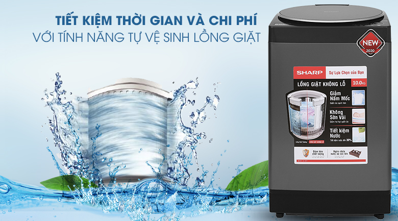 Máy giặt Sharp 10 kg ES-W100PV-H Mới 2020