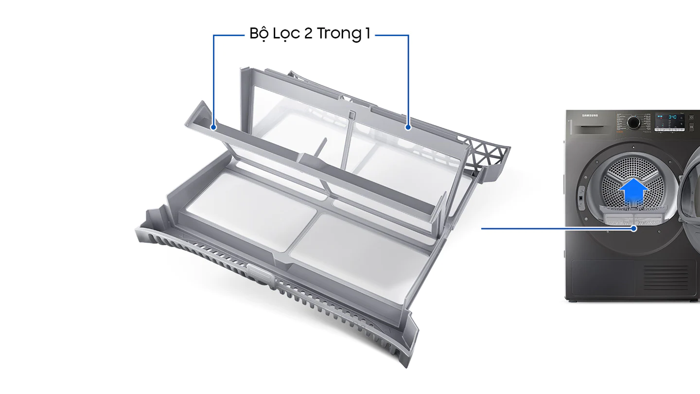 Máy sấy bơm nhiệt Samsung 9 Kg DV90TA240AX