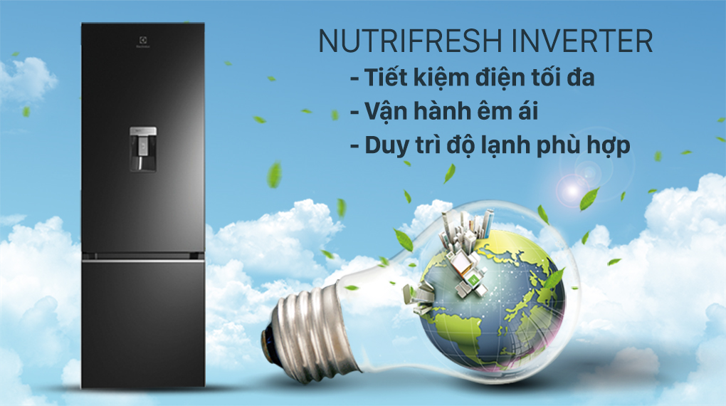 Tủ lạnh Electrolux Inverter 308 lít EBB3462K-H
