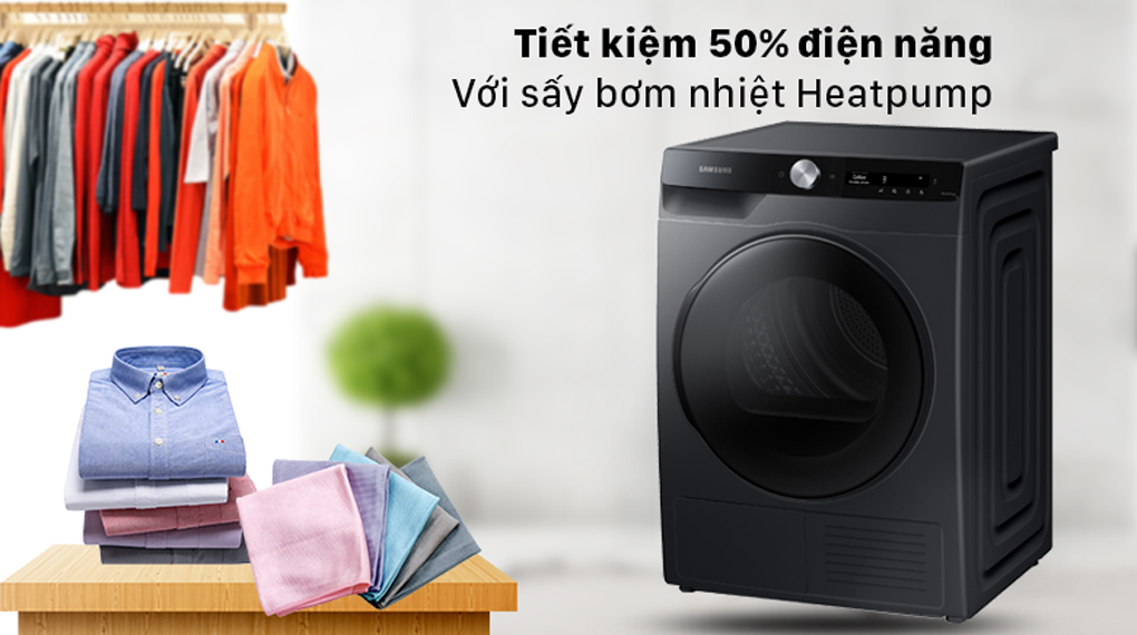 Máy sấy bơm nhiệt Samsung Inverter 9 Kg DV90T7240BB
