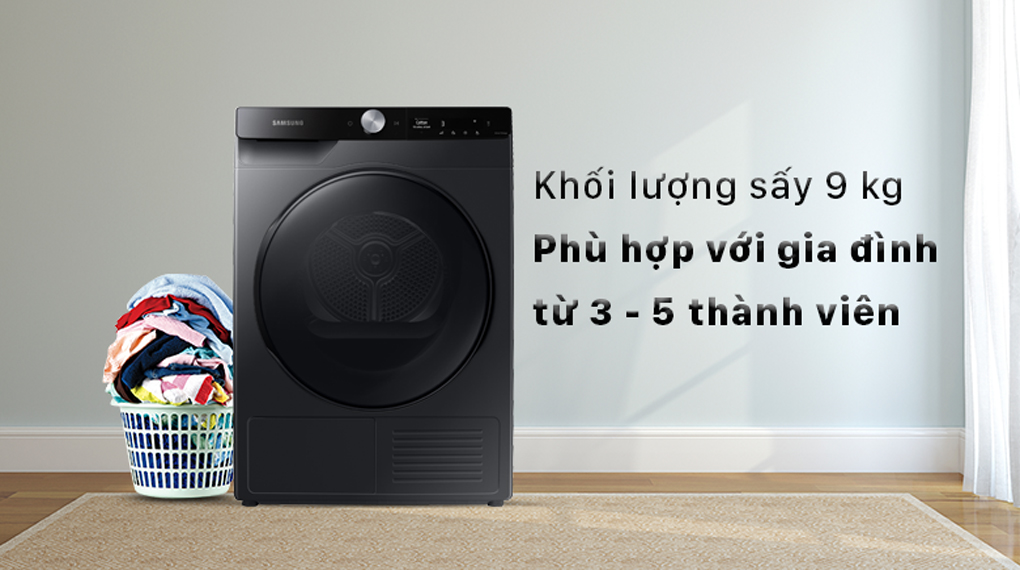 Máy sấy bơm nhiệt Samsung Inverter 9 Kg DV90T7240BB