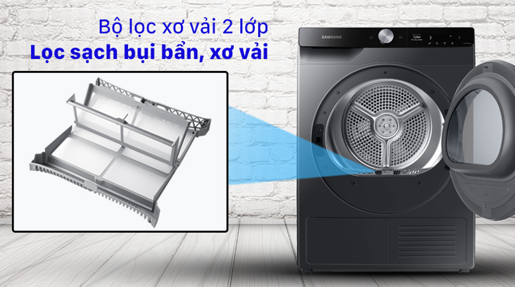 Máy sấy bơm nhiệt Samsung Inverter 9 Kg DV90T7240BB