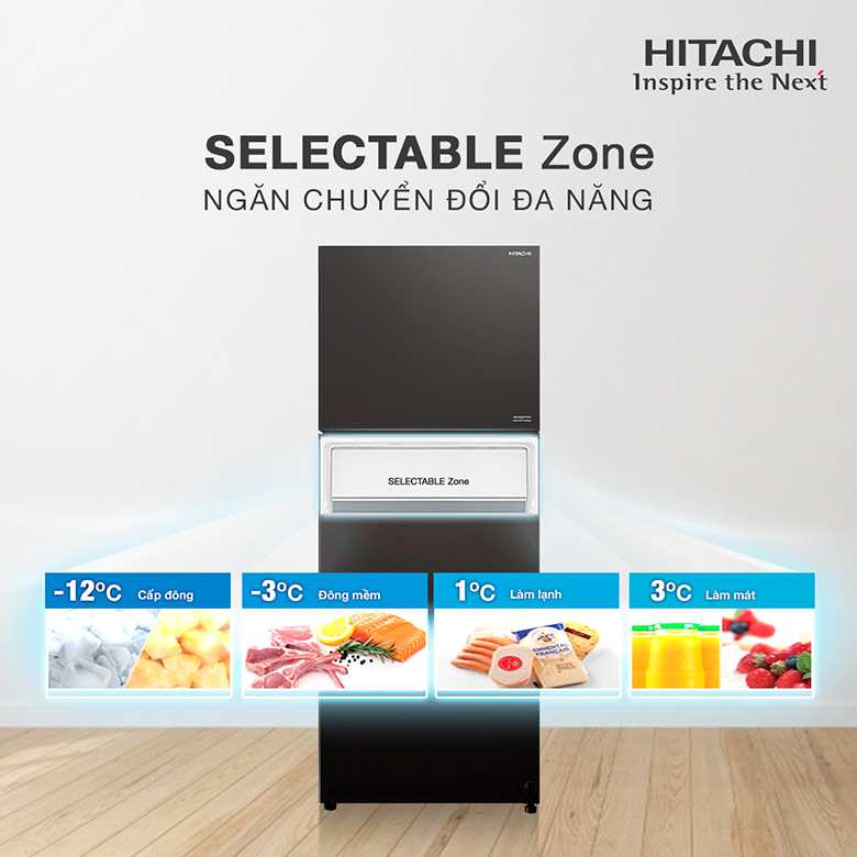 Tủ lạnh Hitachi Inverter 390 lít R-FVY510PGV0 GBK