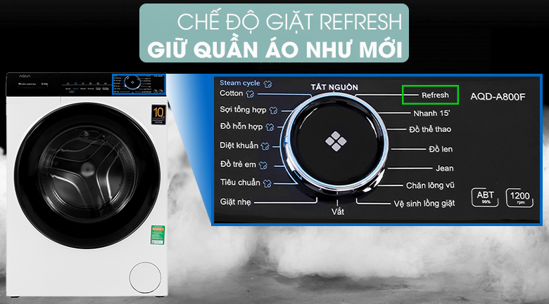 Máy giặt Aqua Inverter 8 KG AQD-A800F W