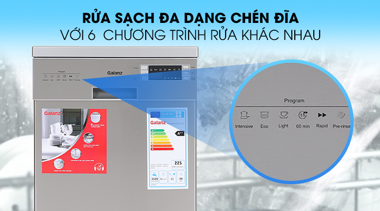 Máy rửa chén độc lập có sấy Galanz W45A3A401S-0E1(SS)