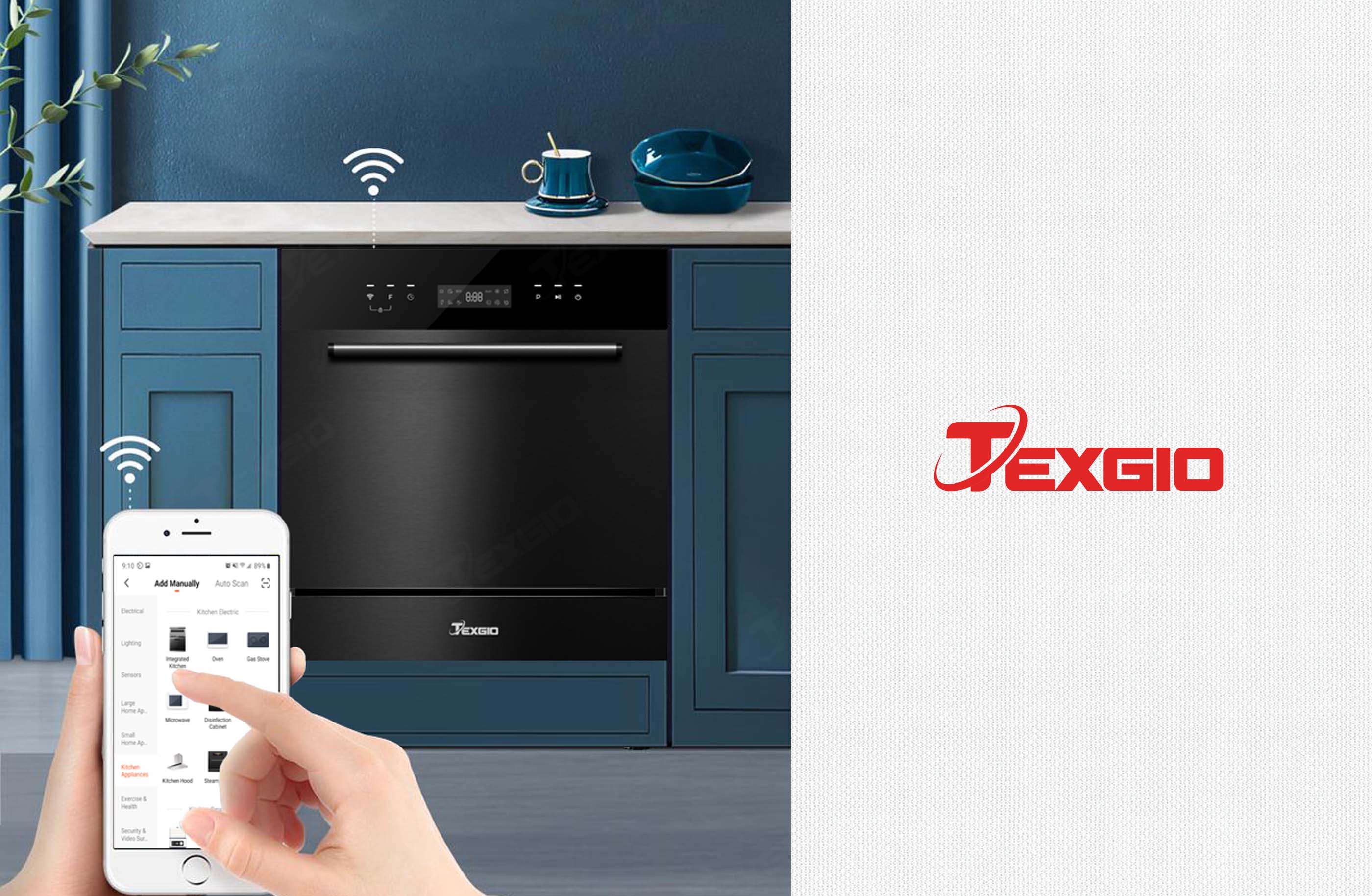 Máy rửa bát Texgio WIFI 11 Bộ TGWF98SB - Diệt Khuẩn UV