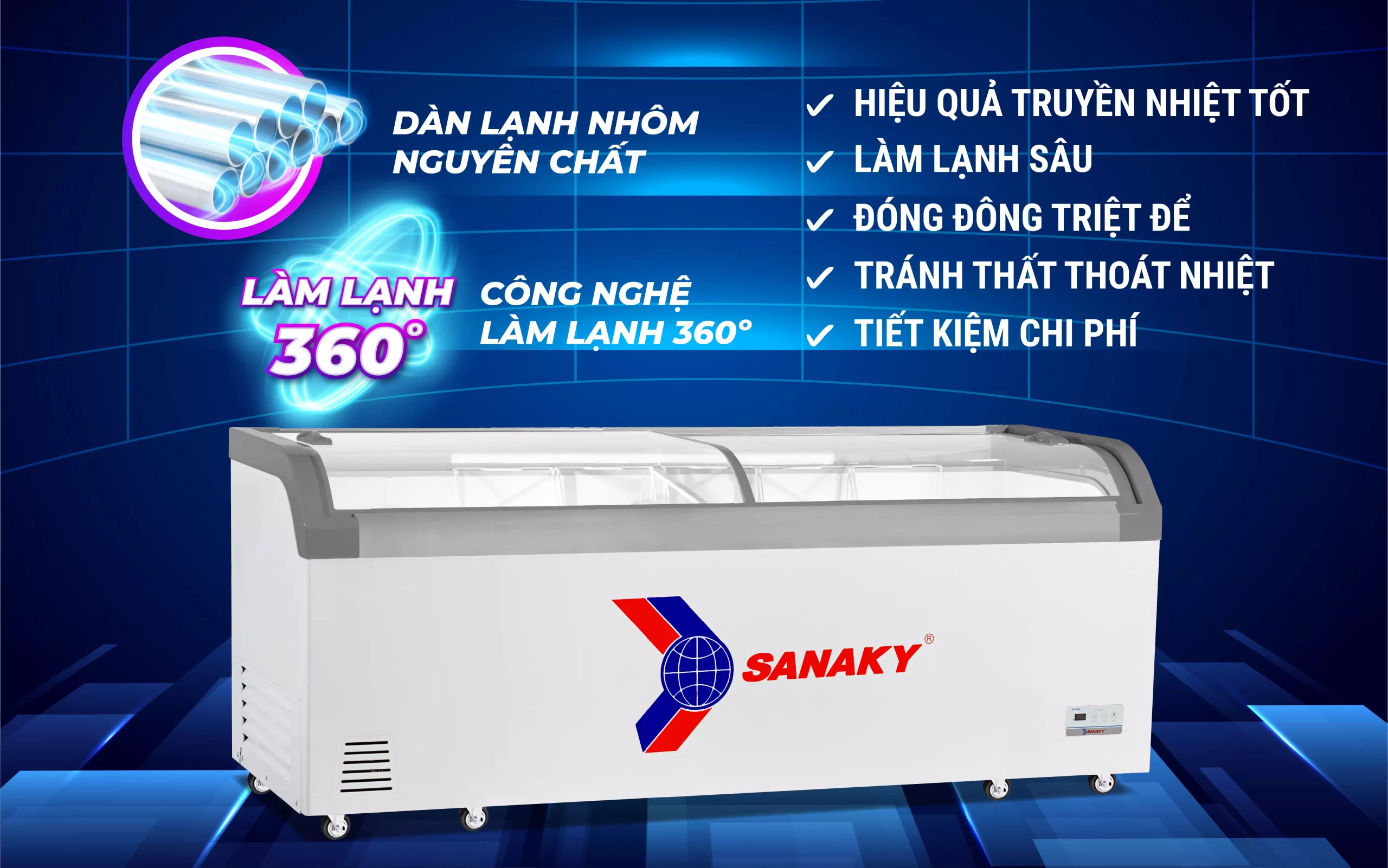 Tủ đông Sanaky kính cong 750L VH-1008KA