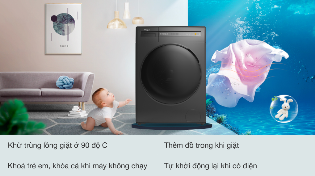 Máy giặt Whirlpool Inverter 8 kg FWEB8002FG