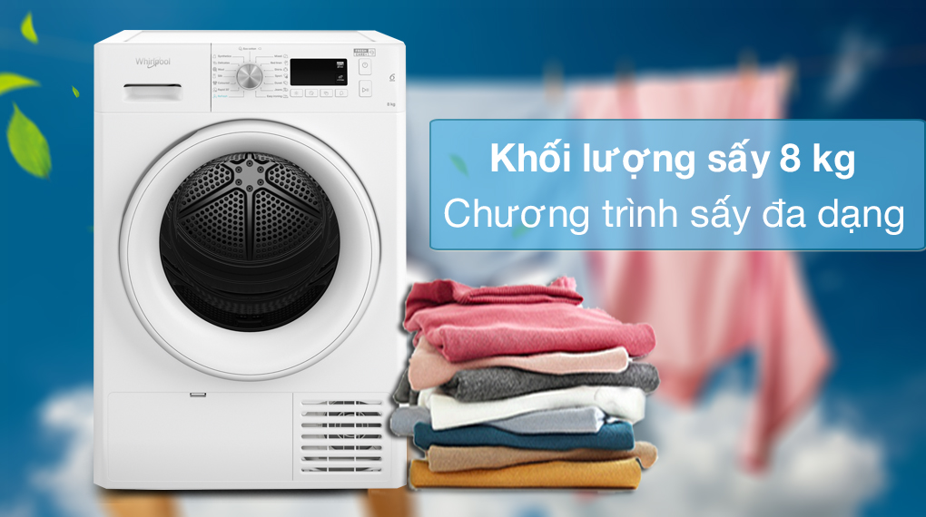 Máy sấy ngưng tụ Whirlpool 8 kg FFTCM118XB EE