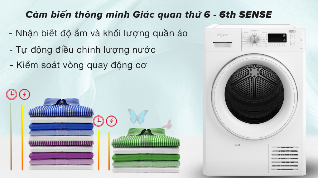 Máy sấy ngưng tụ Whirlpool 8 kg FFTCM118XB EE