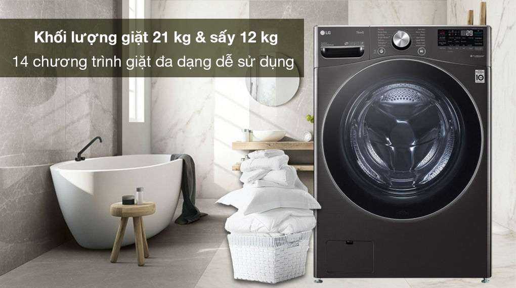 Máy giặt sấy LG Inverter 21 kg F2721HVRB