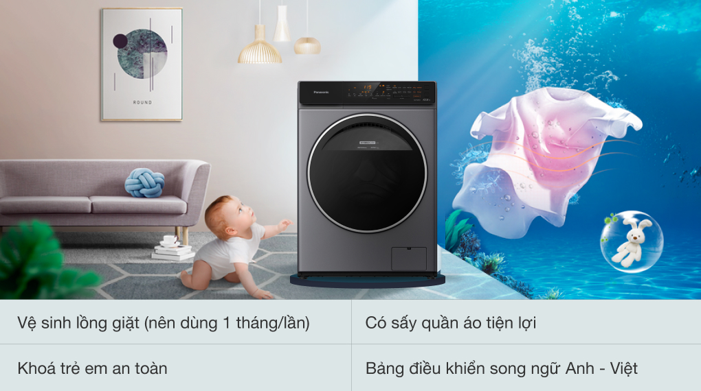 Máy giặt Panasonic Inverter giặt 10.5 kg NA-V105FC1LV