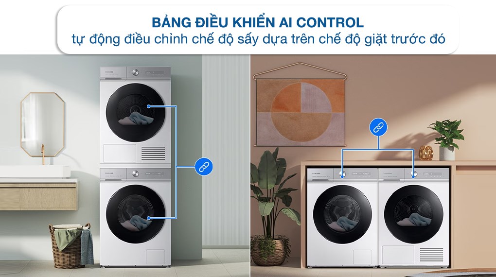 Máy sấy bơm nhiệt Samsung Bespoke AI 9 kg DV90BB9440GH