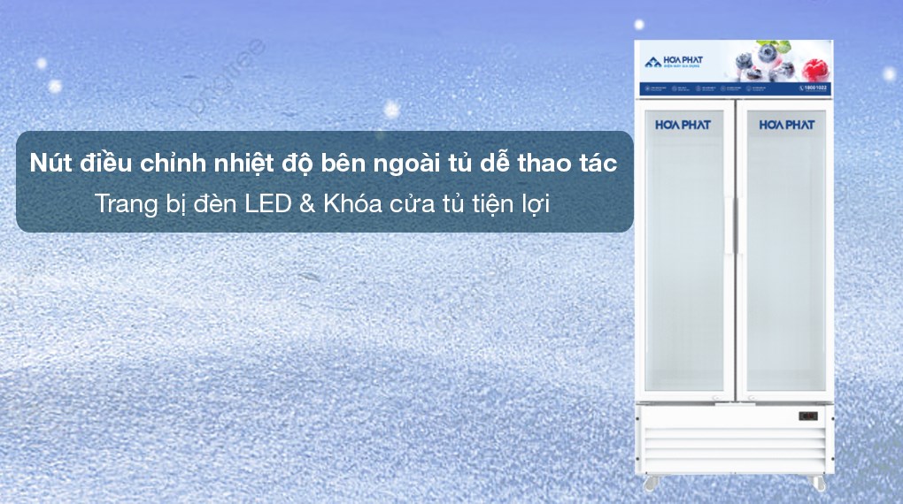 Tủ mát Hòa Phát 526 lít HSR D6526 - Nút điều chỉnh nhiệt độ bên ngoài tủ, trang bị đèn LED và khóa cửa tủ tiện lợi