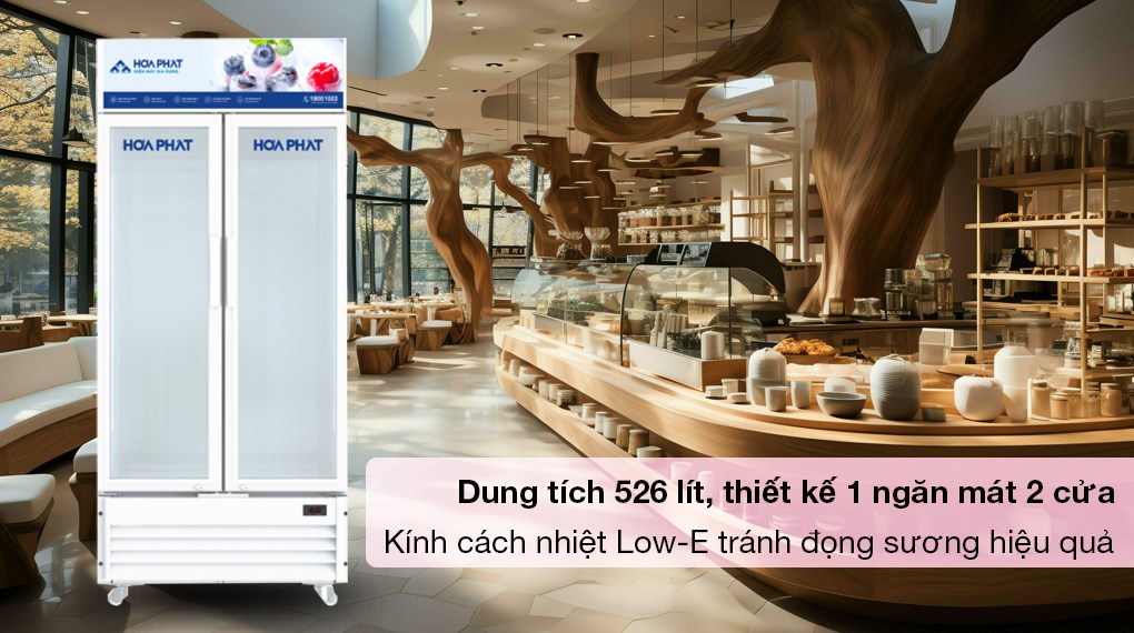 Tủ mát Hòa Phát 526 lít HSR D6526 - Dung tích 526 lít, sử dụng kính cách nhiệt Low-E tránh đọng sương hiệu quả