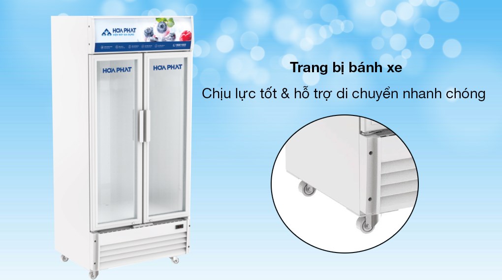 Tủ mát Hòa Phát 812 lít HSR D6812 - Bánh xe chịu lực tốt, hỗ trợ di chuyển tiện lợi